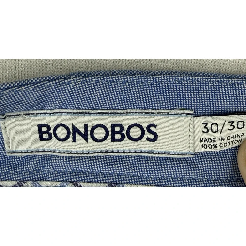Bonobos Men's Blue Chino Pants 30x30 Stretch Flat Front Casual Straight Leg